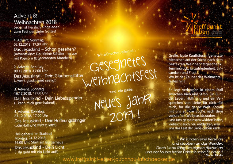 Advents- und Heiligabend-Gottesdienst in Lauchhau-Lauchäcker Stuttgart Vaihingen Büsnau