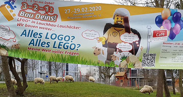 LEGO-Stadtaktion zum Psalm 23 in Stuttgart Lauchhau-Lauchäcker.